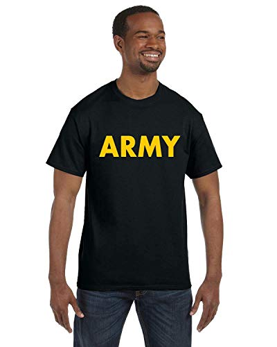 Lucky Ride Military Gear Black Army Short Sleeve T-Shirt with Gold Print2