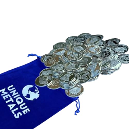 Unique Metals Pack of Fifty (50) One Gram .999 Pure Silver Coins with Random Designs in a Jewelry Pouch | Made in USA