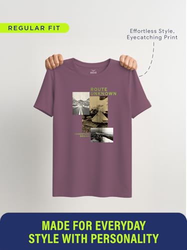 Image of Nobero 100% Cotton T Shirts for Men Stylish | Regular Fit | Graphic Printed T Shirts for Men 180 GSM Combed Cotton | Round Neck Half Sleeve