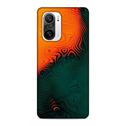 Image of Printed Mobile Back Hard Case Cover for Xiaomi Redmi K40 Pro /Xiaomi Redmi K40 Pro Plus /Xiaomi Poco F3 | Orange, Green, Wave, Cool Theme-2188