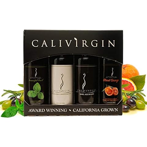Calivirgin Olive Oil & Balsamic Vinegar Popular Gift Set - Modena Balsamic Vinegar & Extra Virgin Olive Oil Gift Set - Olive Oil Sampler Set + Modena Balsamic Vinegar - 4 Bottles, 100ml Each Cover
