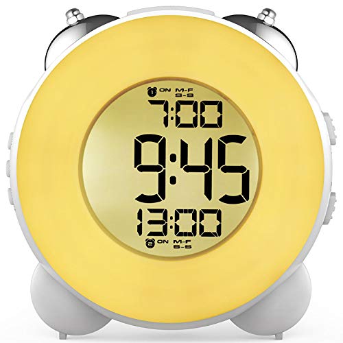 Banne Bon Loud Alarm Clock for Heavy Sleepers with Optional Alarm Dual Alarm Setting Snooze Function Night Light Bedside Battery Powered Clock (White)