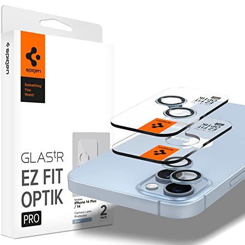 Spigen Camera Lens Screen Protector [Glastr Ez Fit Optik Pro] Designed For Iphone 14 Plus/Iphone 14 [Case Friendly] - Blue [2 Pack] #TOP9