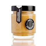 Miel cruda con jengibre ecológico. Origen Alt Empordà, Cataluña, España. 100% natural, artesana y sin pasteurizar. Miel directa del apicultor. (Tarro cristal 250 gr.)