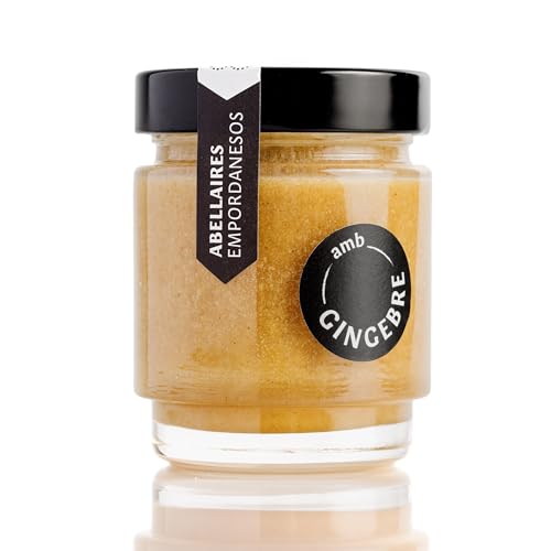 Miel cruda con jengibre ecológico. Origen Alt Empordà, Cataluña, España. 100% natural, artesana y sin pasteurizar. Miel directa del apicultor. (Tarro cristal 250 gr.)