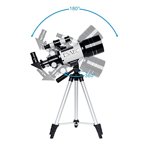 Esako Telescope For Kids & Astronomy Beginners, 70Mm Aperture Portable Telescopes With 3 Eyepieces, Height Adjustable Tripod & Phone Adapter Gift For Kids #TOP7
