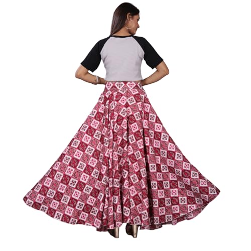 Image of JYESHTA Women's American Crepe Flared A Line Stitched Long Skirt with 12 Mtr Flare 40 in Height | Skirts for Women Long Length | Long Skirts for Girls