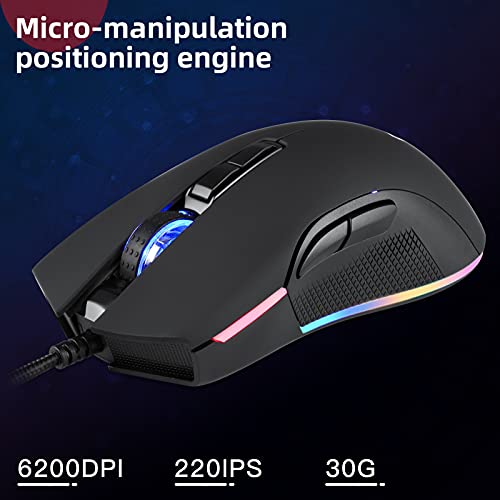 MOTOSPEED Mouse para jogos com fio USB V70, sensor óptico DPI 6400 ZEUS6400, retroiluminação RGB Cho