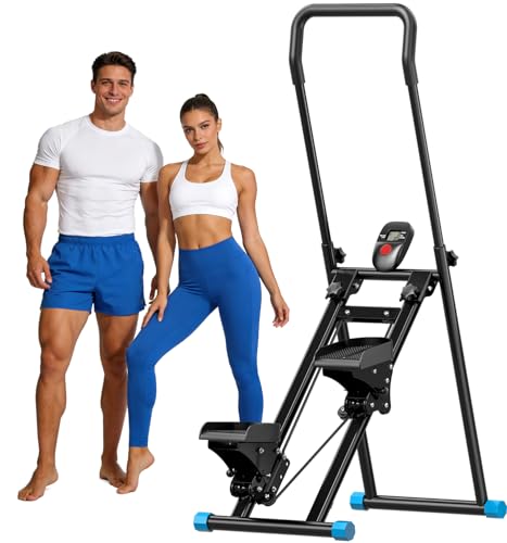 Image of 3-Level Adjustable Cardio Stair Stepper for Home, Folding Vertical Stair Stepper with Non-Slip Pedals & LCD Monitor, Portable Stair Stepper with Resistance & Handlebar, Supports 350 LBS, Unisex