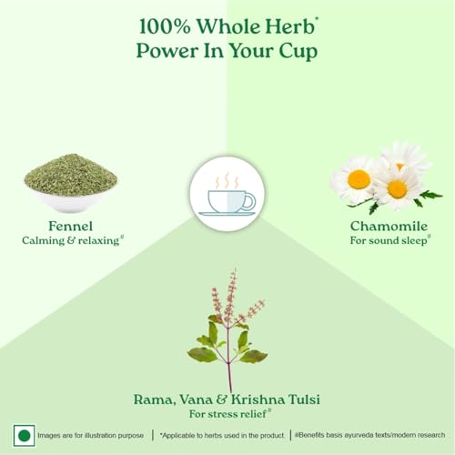 Image of A TATA Product - Organic India Tulsi Honey Chamomile Infusion - 25 Tea Bags, Certified Organic, Stress Relief, Calming, Promotes Sleep, Caffeine-Free