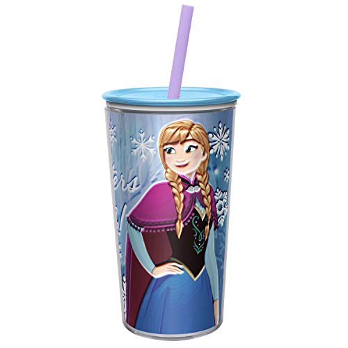 Zak Designs 10.5 oz Frozen Girl Insulated Tumbler With Lid, Straw And Embossed Artwork - Makes Character Pop Out, Insulation Prevents Condensation, And Fits In Most Cup Holders, Frozen Girl
