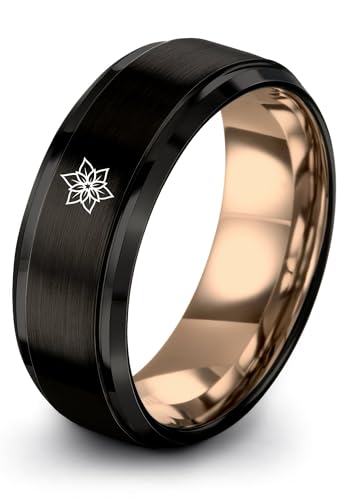 Zealot Jewelry Poinsettia Ring Gift for Christmas Decorator Black and