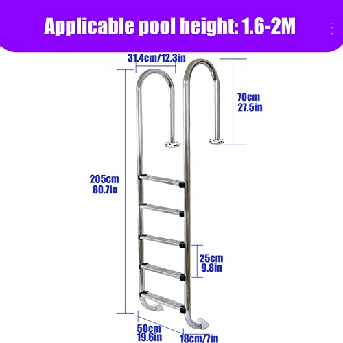 Escalera para piscina 5 peldaños acero inoxidable miniatura 2