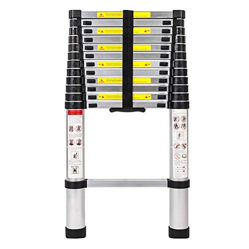 Foxmey Extension Ladder, Telescoping Ladder, 12.5ft 3.8m Telescopic Extension Step Ladder Aluminum Alloy Folding Multi Purpose (Step Ladder)
