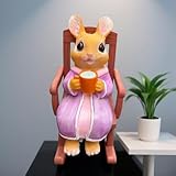 Statua di coniglio a dondolo, decorazione da giardino in resina, decorazione per interni ed esterni, 16 cm, multicolore