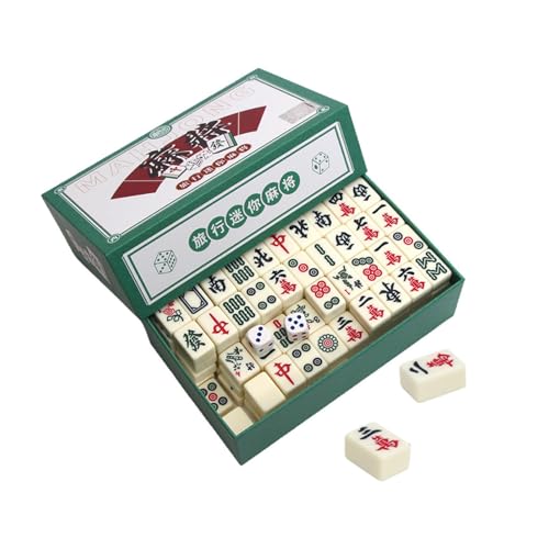 Mini Mahjong Set, Mahjong Set Portable with 2 Dice, Mini mahjong, Mahjong Set Portable, Mahjong Travel Set, 144 Tiles Mahjong Set Portable, Solid Structure Mahjong Game Set for Family Leisure Time Tra