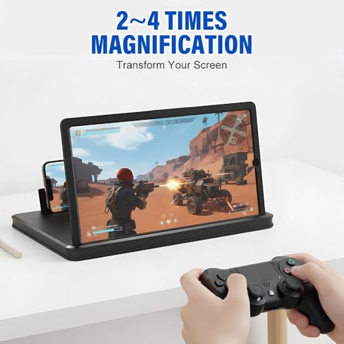 Image of 2026 Upgraded Big Screen Phone Magnifier, HD Screen Expander, Foldable Phone Stand with Movie Screen Amplifier for Travel, Portable 3D Magnifying Screen (Black, 12in)
