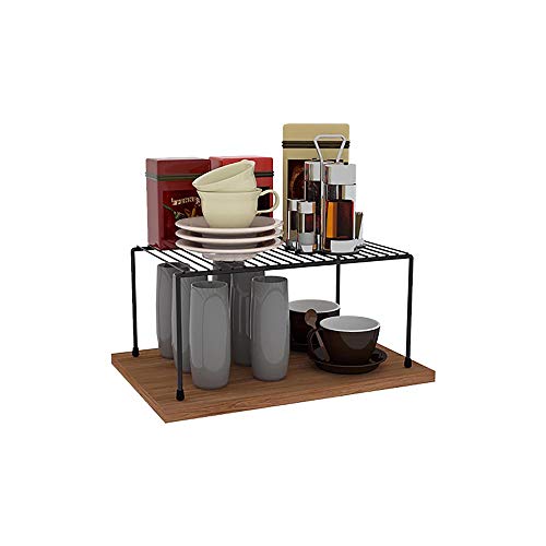 Kit Prateleiras Organizador Armário De Cozinha + Porta Prato Preto