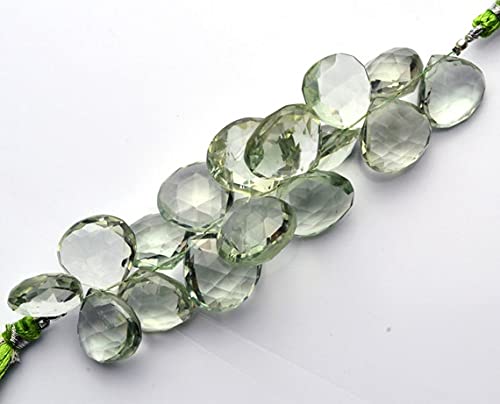 LKBEADS 1 Strand Natural Brazilian Prasiolite Faceted Big Size Heart Shape Briolette 17-18MM Approx 4" Long