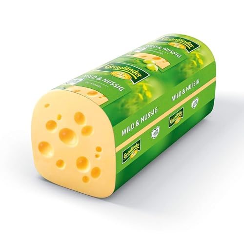 Original Grünländer Emmentaler 'Mild & Nussig' ca. 500g – Landmetzgerei Schiessl | Handwerklich hergestellter Großlochkäse | 48% Fett i. Tr.