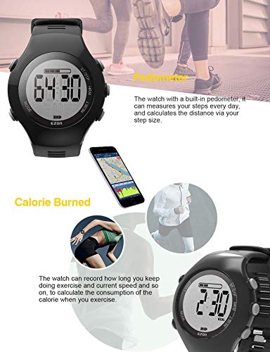 EZON Optical Heart Rate Monitor Outdoor Sports Waterproof Fitness Tracker Watch with Pedometer and Calories Counter Digital Watch for T043 - Thumbnail 4