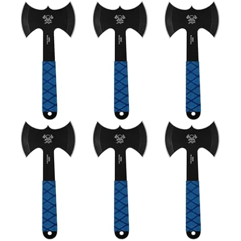 JXE JXO Throwing Axes and Tomahawks Set 6Pack, Double Bite Hawks, Design for Throwing Recreation and Fun Cover