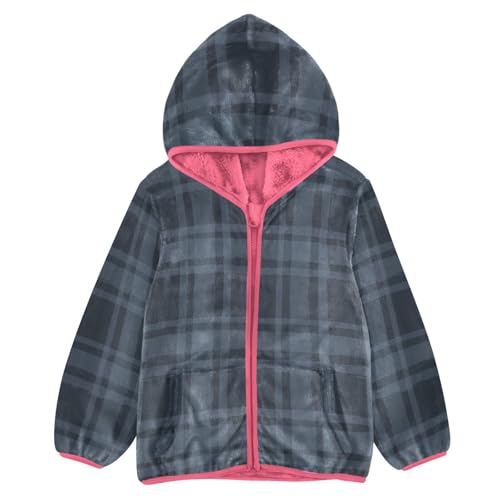 Blue Plaid Gingham Boys Fall Fleece Jacket