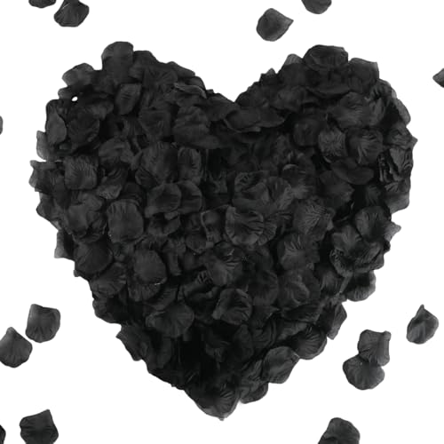 CODE FLORIST 2200 PCS Silk Rose Petals for Valentines Day Romantic Night Wedding Proposal Anniversary Flower Decorations(Black)