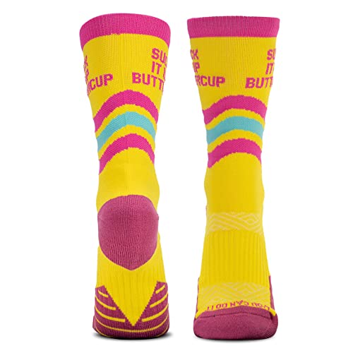 Gone For A Run Inspirational Athletic Running Socks | Mid-Calf | Suck It Up Buttercup | Yellow #TOP2