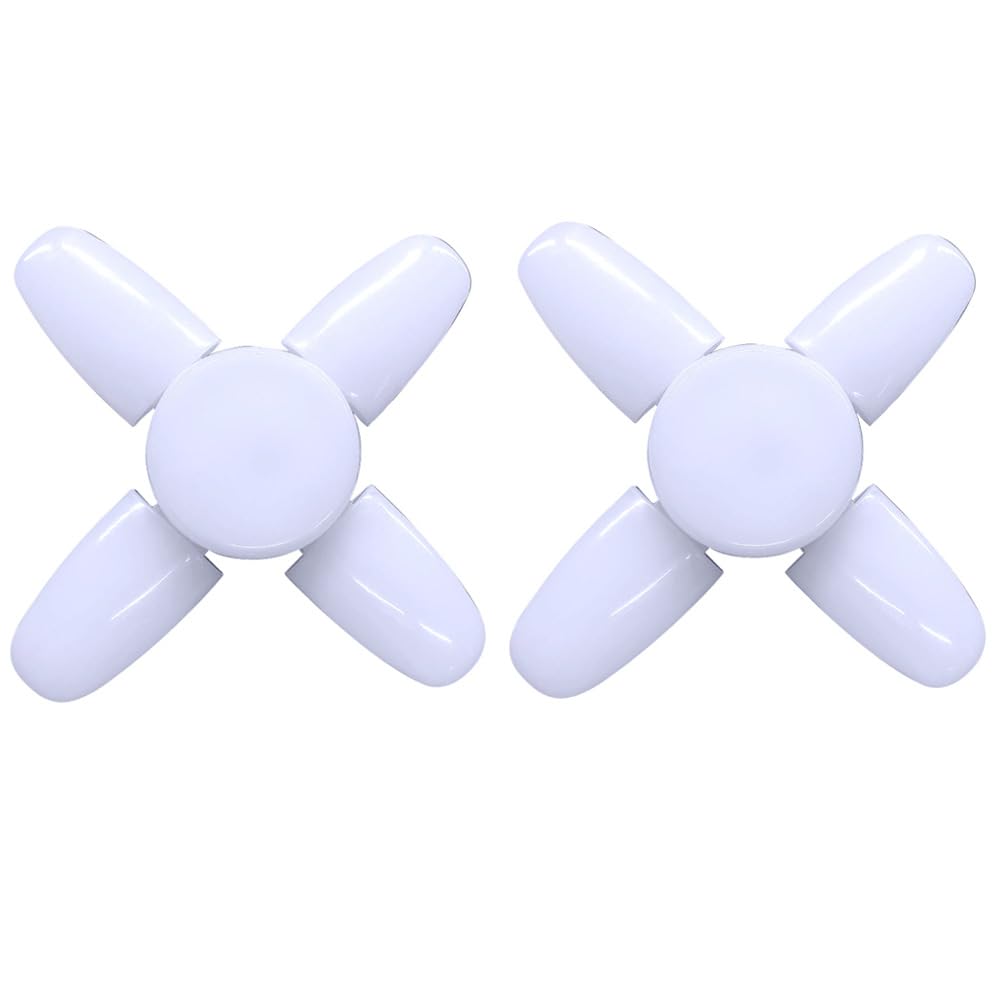 ALIVIM 2Pcs Fan Shape E27 220V 28W LED Bulb Lamp Foldable Light Home Ceiling Lamp Warehouse Garage Warm White,Cold White