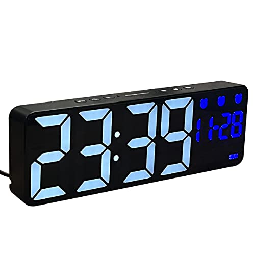 Multifunctional Voice-Activated Luminous Mute Electronic Alarm Clock, Smart Clock With Light,Led Temperature Display, Creative Mirror (0712-Black-Red) #TOP7