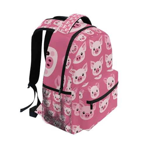 Pink Cartoon Pig Face Laptop Backpack Shoulder School Bag for Girls, Animal Water Resistant College Travel Computer Notebooks Computer Bag Daypack Bookbag for Kids Boys Women2