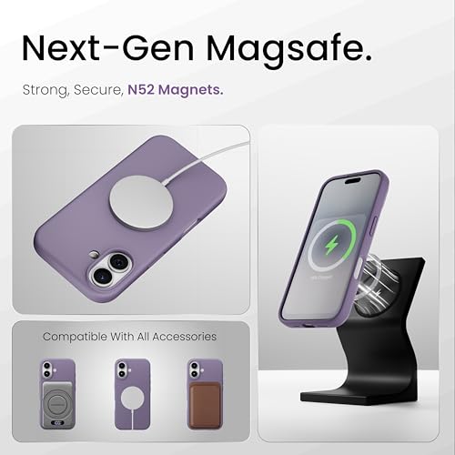 Image of CASEGEAR Silicone Snap Fit Back Cover Case Compatible with iPhone 17 | 8 Feet Drop Protection | Compatible with MagSafe | 360 Protection | Shockproof & Scratch Resistant | Misty Purple