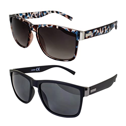 AlterImage Drift Sports Fashion Retro Sunglasses for Men or Women 2 Pairs Black Frame w/Smoke Lenses & Tortoise Frame w/Brown Lenses