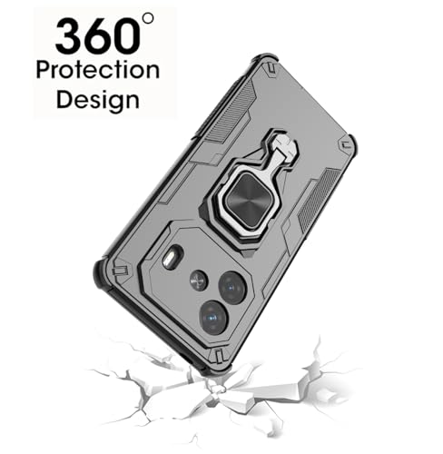 Image of D5 Tough Armor Bumper Back Cover Case for iQOO Neo 10R 5G | Ring Holder & Kickstand in-Built | 360 Degree Protection Back Case Cover for iQOO Neo 10R 5G - Black