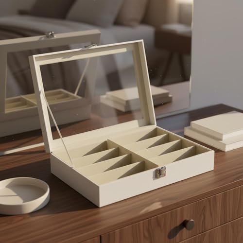 Boîte de rangement à couvercle vitré pour organiser vos lunettes