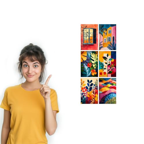 Image of SiddArtify Botanical Abstract Wall Art Prints Set - Colorful Landscape Poster Decor for Living Room Bedroom Office - Set of 2-4x6 Inch - Board (Pack of 6) - Sticker (Pack of 6)