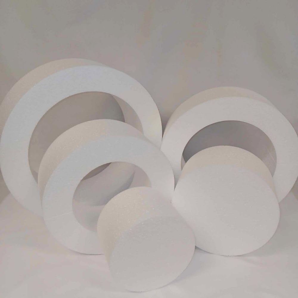 Oasis Supply 5 Piece Fake Cake Set/Round Dummy Cake Set (4" High by 6" 8" 10" 12" 14")