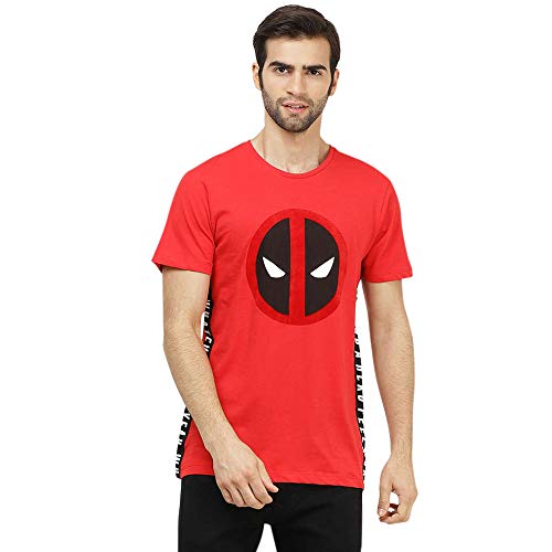 Image of Free Authority Deadpool Printed Regular Fit Red Cotton Men's T-Shirt