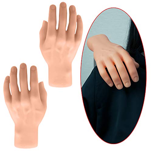 Image of JOYIN 2 Spooky Halloween Decoration Realistic Hands Props Stage Hands for Photo Booth, Trick or Treat Decorations, Halloween Costume Props, Haunted House Decor Beige