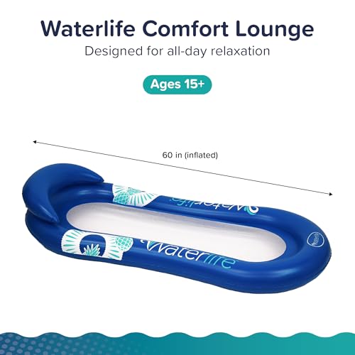 Waterlife Floating Comfort Lounge, Inflatable Pool Floats for Adults, Oversized Headrest and Mesh Liner, Luxury Water Lounge - Thumbnail 2