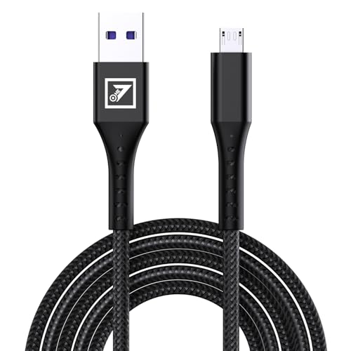 Image of ONE 7 USB to Micro USB Nylon Braided 120W Fast Charging & Data Cable, Micro Cable 2m (6ft), Durable Reinforced Connectors, For Smartphones, Power Banks & Micro USB Devices (ON CB-49 MICRO- Black)