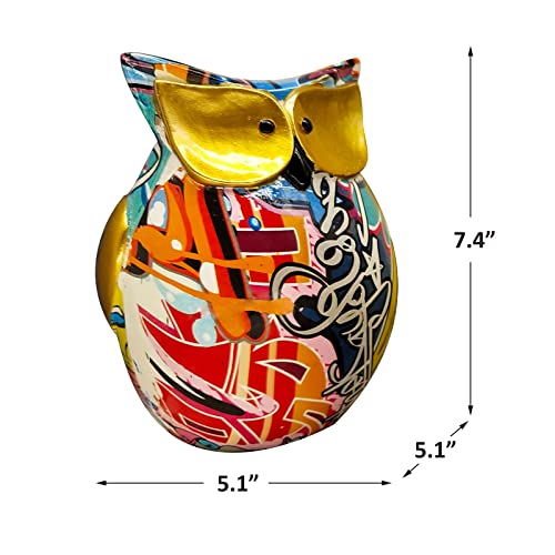 Meetjoyancy Owl Statue, Graffiti Owl Sculpture, Handcrafted Modern Abstract Art Owl Collectible Figurine, Creative Resin Craft Animal Decor Accent For Home Office, Shelf, Desktop Décorations #TOP5