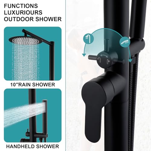 image for AYWSTC Freestanding Outdoor Shower, Outdoor Shower Kit for Pool Garden