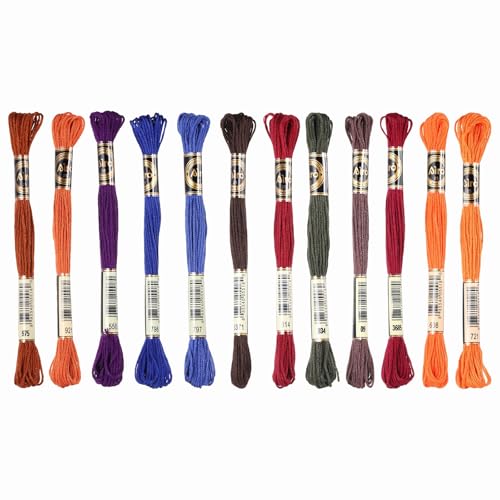 Image of PATIKIL 12 Skeins Embroidery Floss Polyester Embroidery Threads Bracelets String for Cross-Stitch Hand Embroidery, Dark Mixed Colors