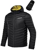 Rodeel Men's Long-Sleeve Full-Zip Lightweight Packable Hooded Puffer Jacket