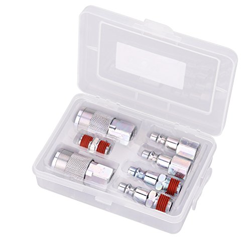 Wynnsky Air Tool Coupler And Plug Kit, 1/4 Inch Npt Fittings Industrial Type, 7 Piece W/Storage Case #TOP1