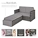 tectake Sofa Set - 2 Sitzer Sessel mit Hocker und Schlaffunktion, kleine Rattan Couch als Outdoor Gartenmöbel, wetterfest für Lounge, Balkon und Garten, klappbar mit Polstern