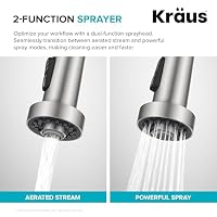KRAUS Bolden Küchenarmatur im kommerziellen Stil, 2 Funktionen, Einhebel-Küchenarmatur zum Herunterziehen, Mattschwarz/Schwarz-Edelstahl, KPF-1610MBSB (1er-Pack) – Ansicht 7