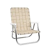 Lawn Chair USA Folding Aluminum Outdoor Patio Lawn Chair | Heavy-Duty Webbed Chairs for Camping Sports Beach Yard & Tailgating | Lightweight Portable | High Back Beach Chair Used